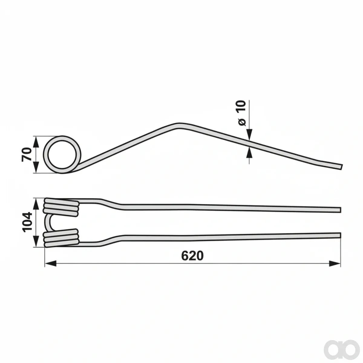 Prillinger - 00401712 - Rotary Rake Tine Original L