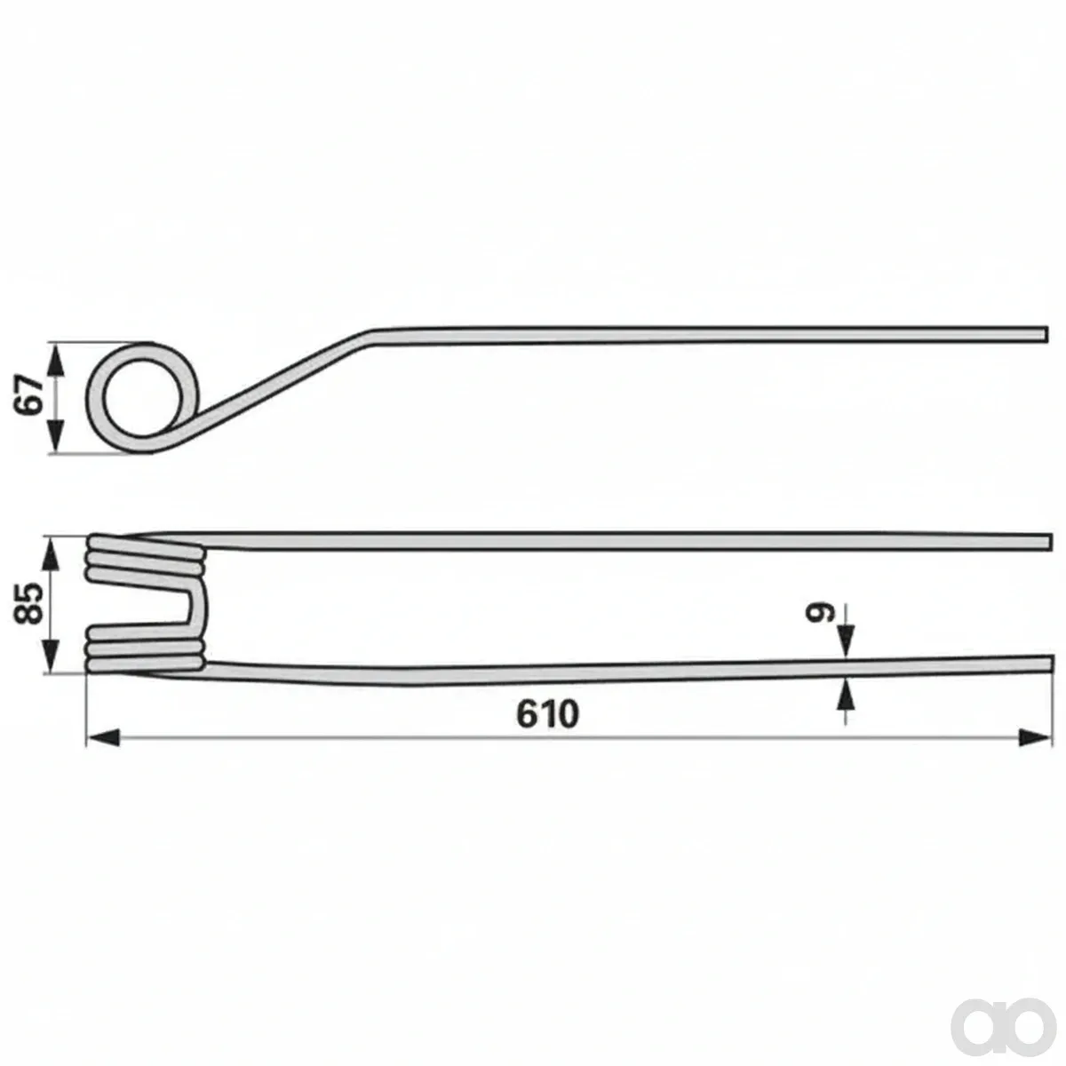 Prillinger - 00401725 - Rotary Rake Tine Inner, Po