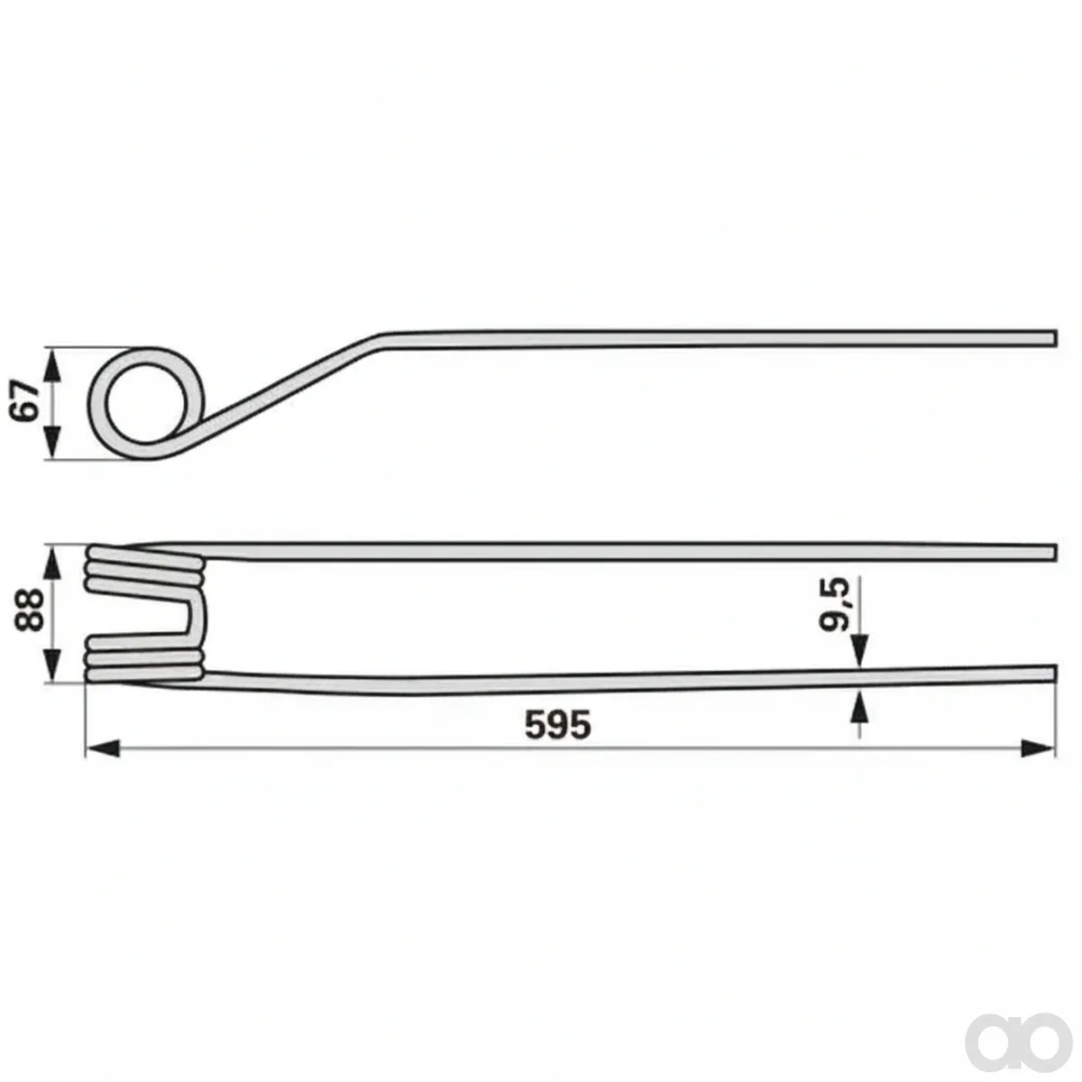 Prillinger - 00401726 - Rotary Rake Tine Outer, P