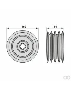 Prillinger - 00413467 - Pulley 4 Grooves Ad: 160