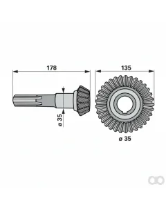 Prillinger - 00413712 - Bevel Gear Set 33/16 Teeth, Original