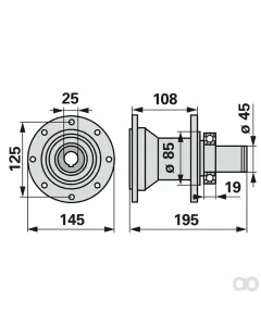 Prillinger - 00416140 - Hub With 6209 2Rsc3 Bearing Anst