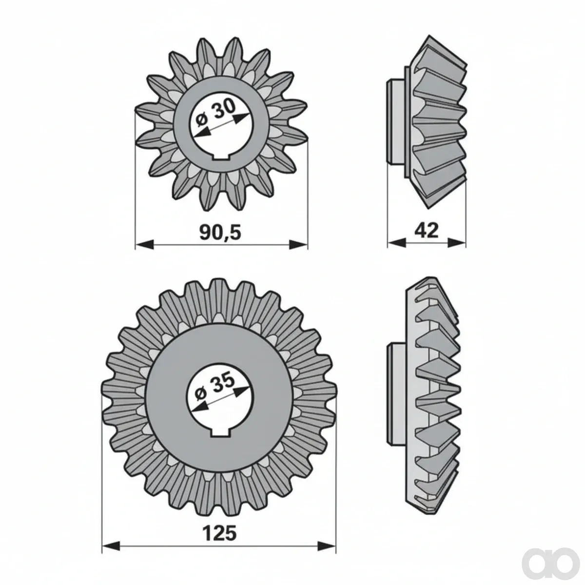 Prillinger - 00416403 - Bevel Gear Set 16/25 Teeth, Kron