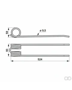 Prillinger - 00460401 - Rotor Rake Tine Carmine Red