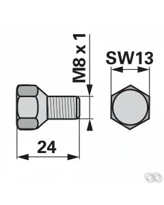 Prillinger - 00606784 - Countersunk Screw M8x24, Aebi 100.8