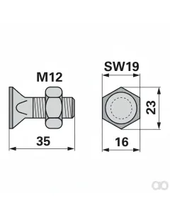Prillinger - 00606810 - Shoe Screw M12x35