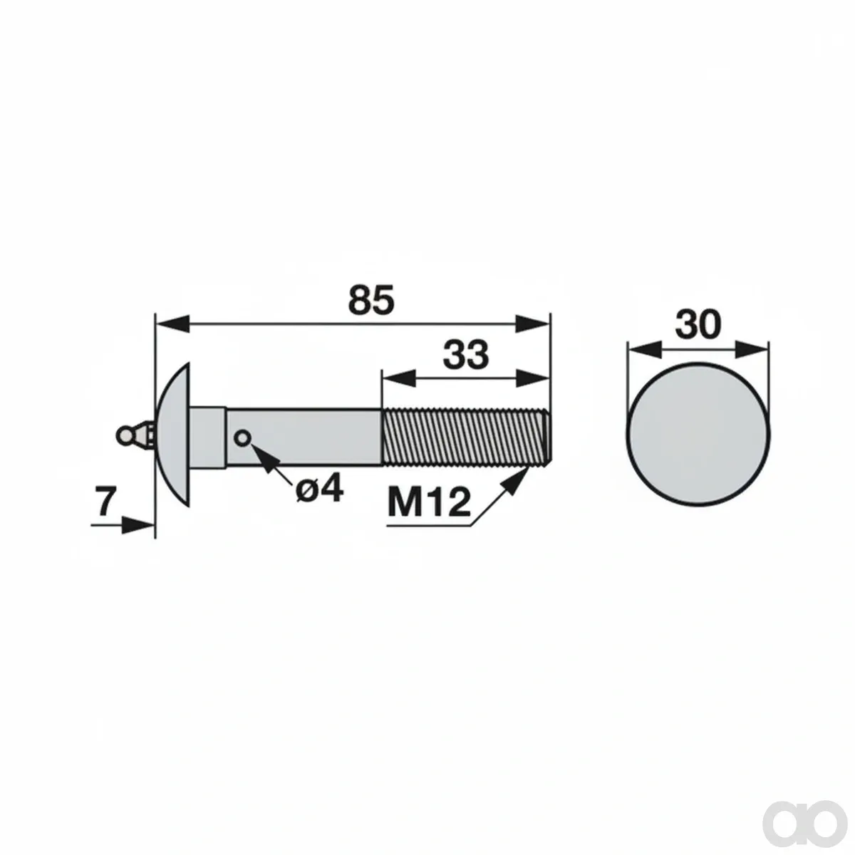 Prillinger - 00622312 - Flat Round Screw M12x80 with S