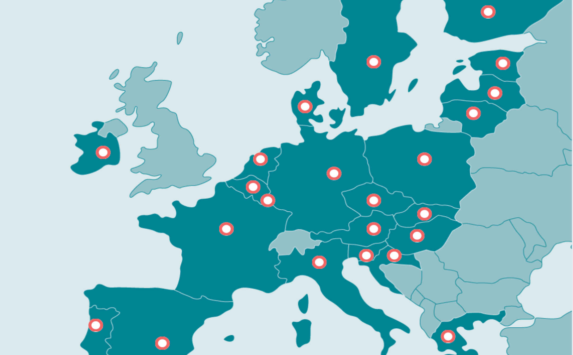 Europe map with locations